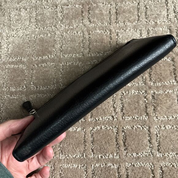 Coach Black Pebbled Leather Folder Over Wallet Pockets Checkbook Credit Card - Picture 5 of 11